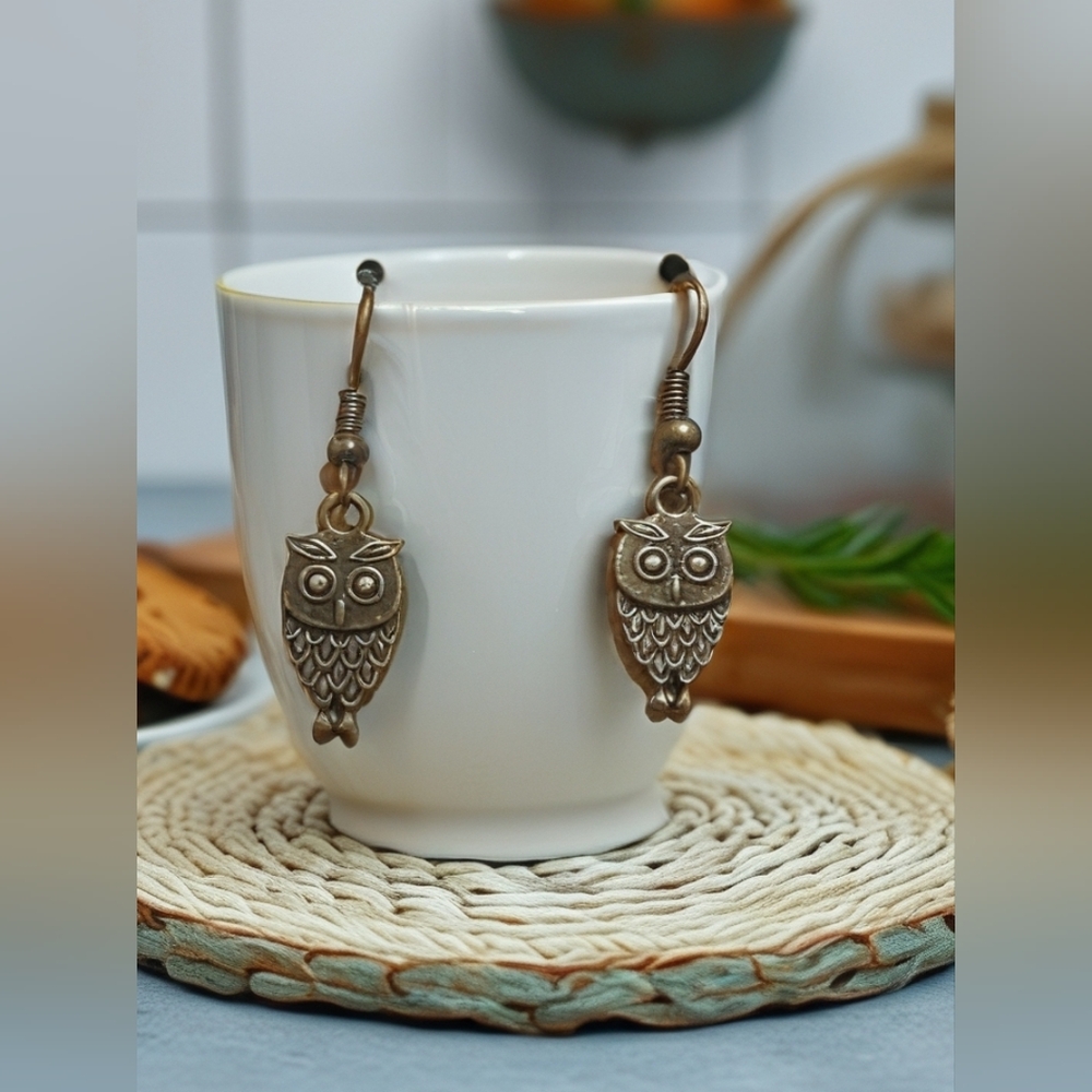Handcrafted Copper Owl Earrings